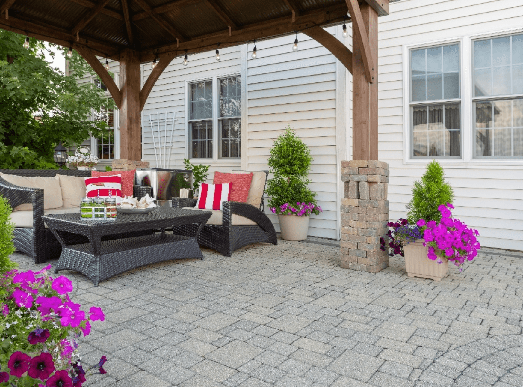 Backyard paver porch setup