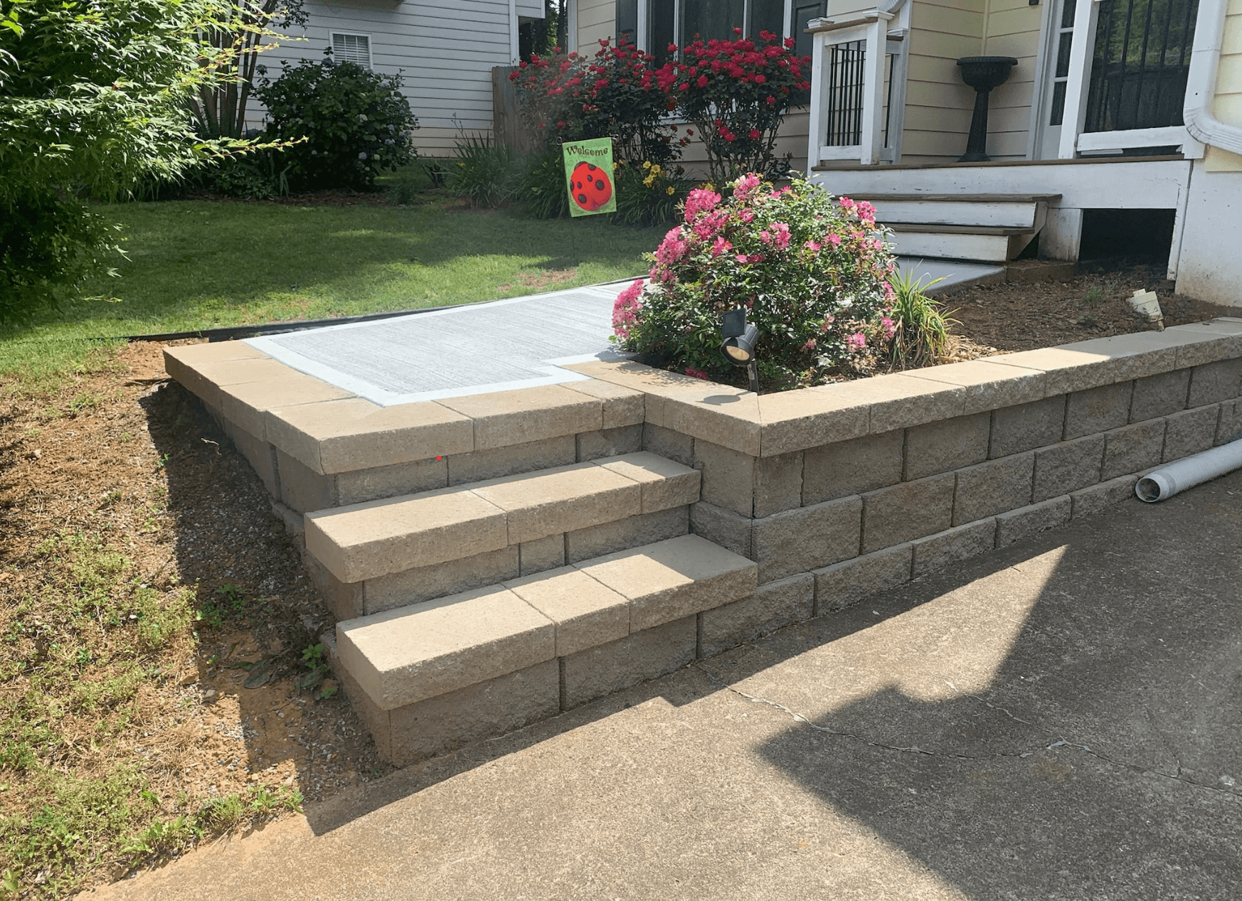 Paver front porch and stairs