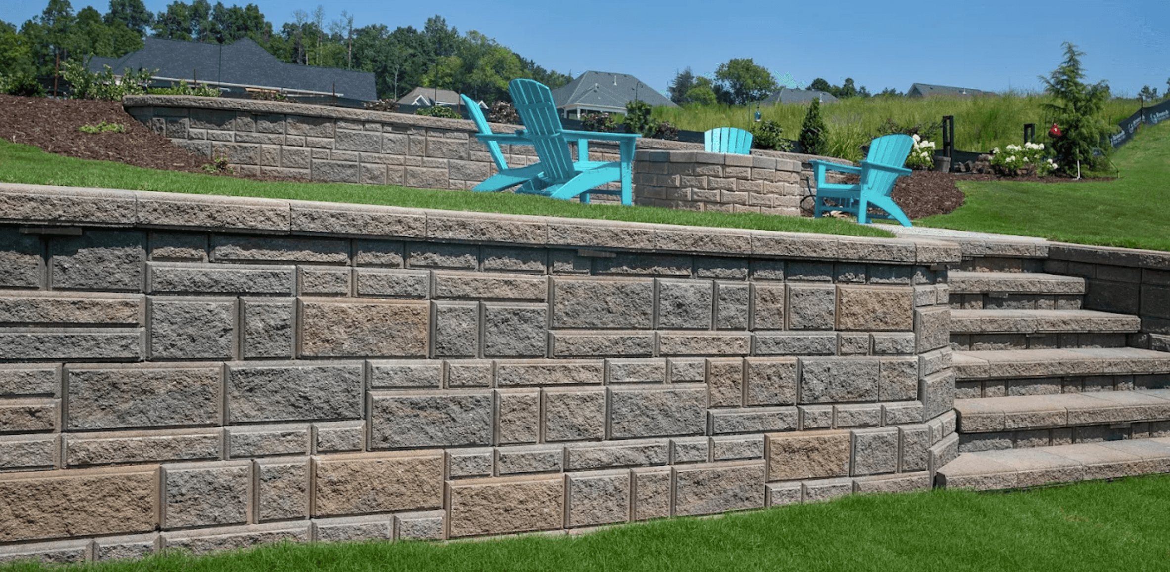Block retaining wall installation